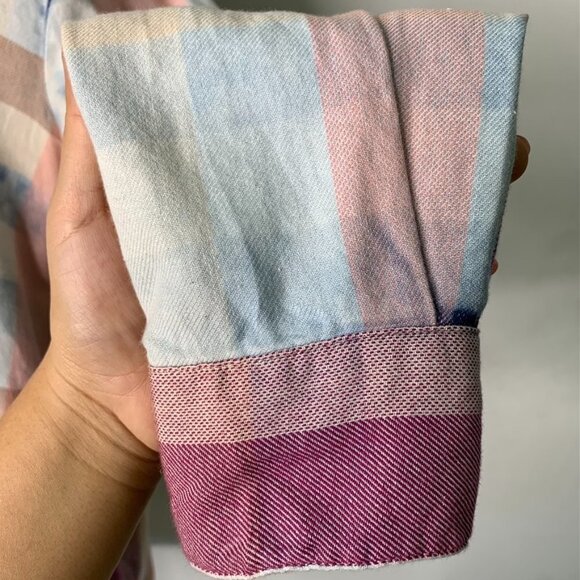 Isabella Sinclair Women's Pink Plaid Ruffle Long Sleeve Button Down Shirt XS - Picture 8 of 16